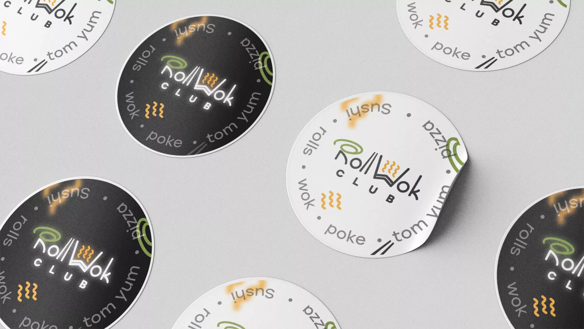 Разработка наклеек для суши-бара «Roll Wok Club» в Батайске